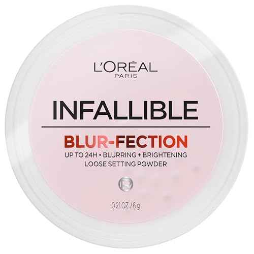L'Oreal Paris Infallible Blur-fection Longwear Loose Setting Powder, Blurring Face Powder With Up to 24HRs of Wear, Brightening Light Pink, 1 Kit