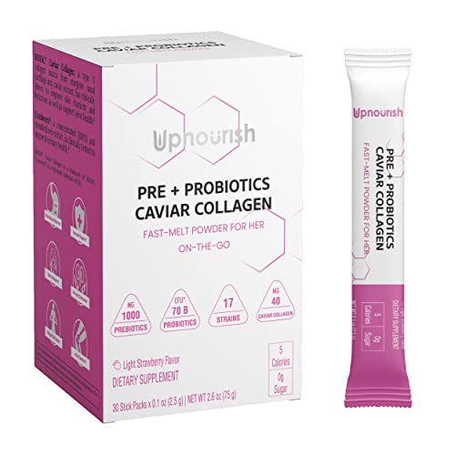 UpNourish Women's Probiotics with Caviar Collagen & Prebiotics - 30 Fast-Melt Packets