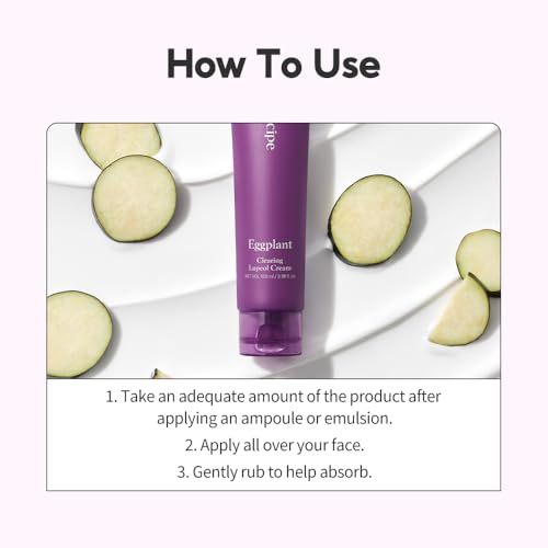 Papa Recipe Eggplant Clearing Lupeol Cream(3.38fl oz/100ml) - Soothing & Hydrating Face Moisturizer Cream for Dry Skin, Oil Water Balance Care, Sensitive, Acne-Prone Skin Friendly, Korean Face Cream