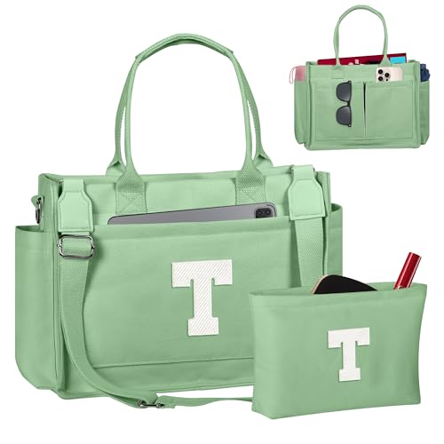 2026 Graduation Gifts for Her, Monogram Tote Bag, Thank You Gift Idea for Teacher, Nurse, Friends, Coworker, Birthday Gifts for 8-12, 13-15, 16-19 Year Old Girls, Letter T