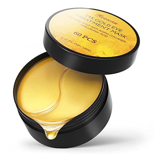 24k Gold Under Eye Patches - 60 Pcs Collagen Hyaluronic Acid Mask