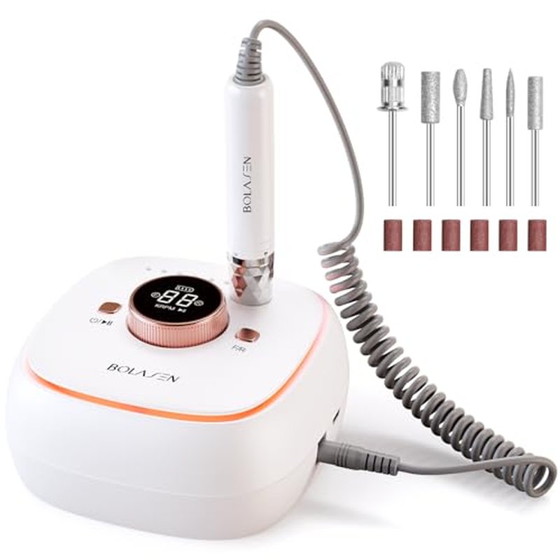 BOLASEN Cordless Nail Drill 40000RPM - 7800mAh Rechargeable Electric File
