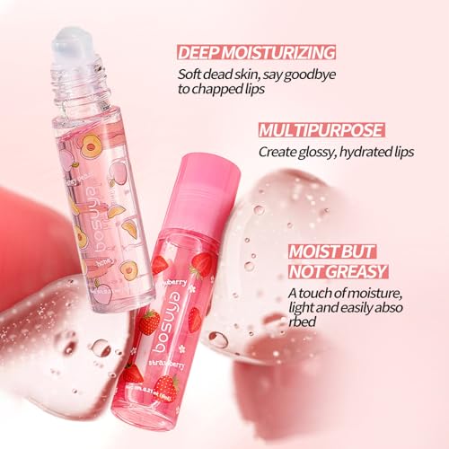 6-Piece Roll-On Lip Gloss Set, Moisturizing Fruit Flavors