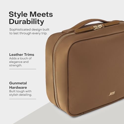 July Hanging Toiletry Bag with Hidden Hook and Toothbrush Tab - Light Brown