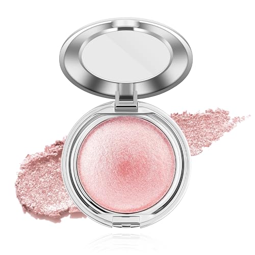 Highlighter Makeup Powder Palette£¬Glossy Face & Body£¬Shimmer Eye & Cheek Glow, Mini Beauty Bomb for Matte Cream & Glitter Essentials (K3 PinkSparkle)