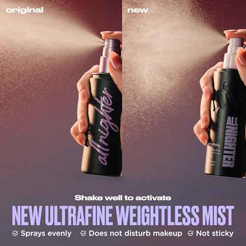 Urban Decay All Nighter Waterproof Makeup Setting Spray - Natural Finish, Up to 24HR Wear, Ultra-Fine Facial Mist, Hydrating Foundation Face Primer, Smudge-Proof, Transfer-Resistant, with Glycerin