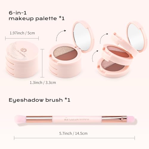 Color Nymph 6-Color Eyeshadow Palette with Brush & Mirror