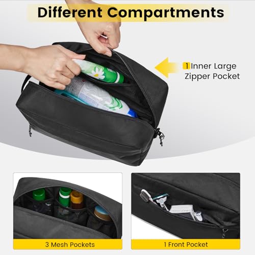 Vorspack Water Resistant Travel Toiletry Bag for Men & Women - Large Black, organized compartments