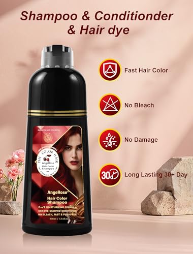 Wine Red Hair Dye Shampoo - 3-in-1 Gray Coverage, 400ML