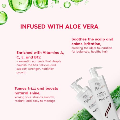 I Belli Capelli Ravenna Aloe Vera Shampoo & Conditioner Set ? Sulfate & Paraben-Free, Deep Moisture, Breakage Reduction for Dry, Damaged & All Hair Types, 2¡¿1L (33.8 fl oz each)