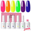 Neon Gel Nail Polish Set - 6 Vibrant Colors, Soak Off UV LED