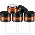 Amber Glass Jars 1 oz with Lids, 4 Pack Small Cosmetic Containers