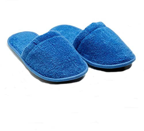 Arus Men's Cotton Slippers Turkish Terry Cloth for Spa and Bath Royal Blue Medium