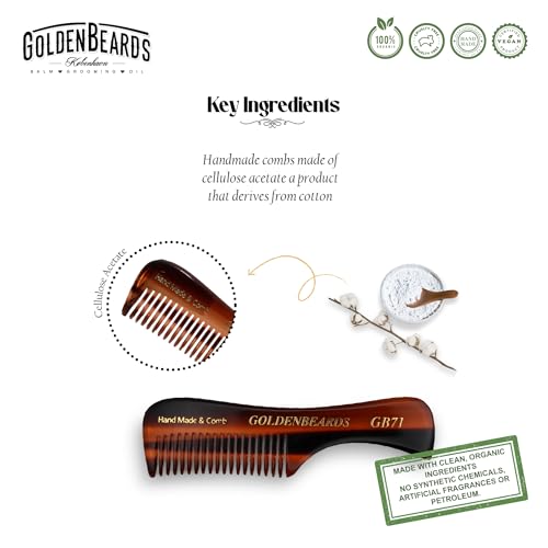 Golden Beards Mustache Wax with GB-71 Comb ? Organic & Natural Styling Wax for Men ? Strong Hold, Handmade, Vegan, Cruelty-Free Grooming Kit
