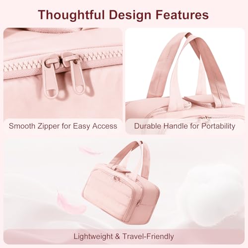 Travel Makeup Bag with Hanging Hook, Water-Resistant Toiletry Organizer