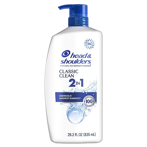 Head and Shoulders 2 in 1 Dandruff Shampoo and Conditioner, Anti-Dandruff Treatment, Classic Clean for Daily Use, Paraben Free, 28.2 oz