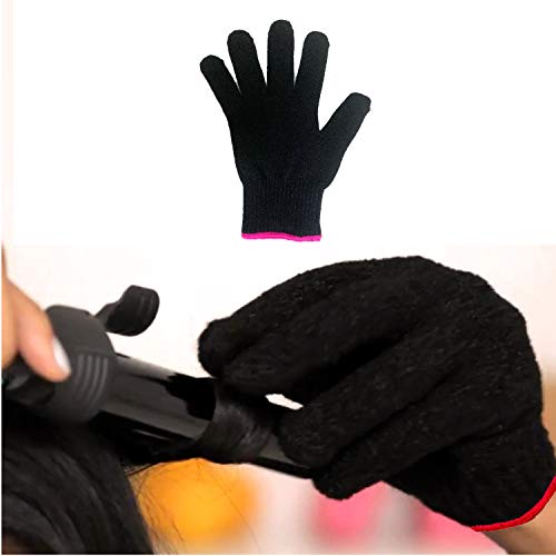 Pink Edge Heat Resistant Hair Styling Glove - Heatproof Up to 250°F, One Size, Black Variation