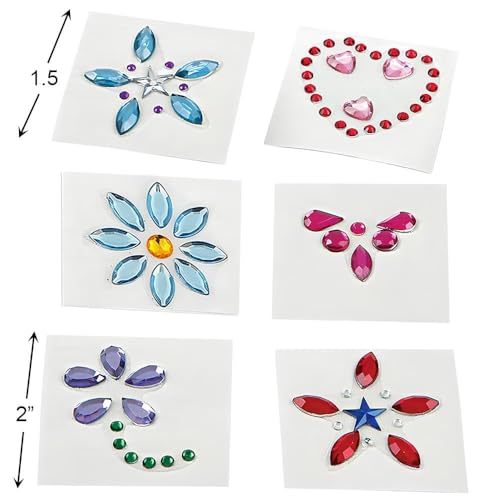 Assorted Body Jewels Stickers - 12 Pack Self-Adhesive