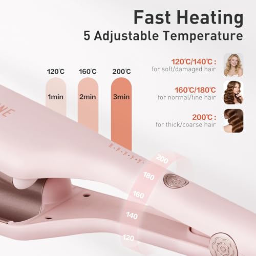 TANSHINE 1.25 Inch Dual Barrel Curling Iron for Beach Waves