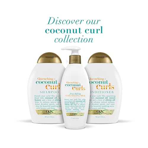 OGX Coconut Curls Frizz-Defying Hair Styling Milk - Leave-In Treatment, 6 fl oz