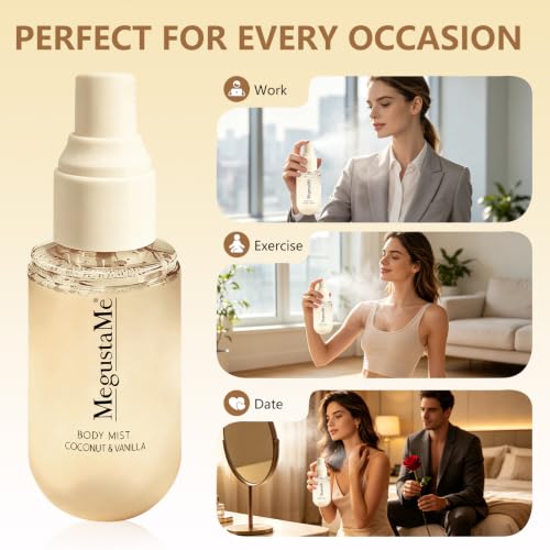 Coconut Vanilla Body Mist for Women - Travel Size, Vegan & Paraben-Free Perfume Spray