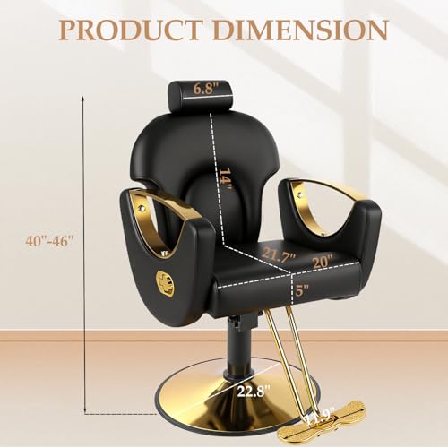 Professional Reclining Barber Chair with Hydraulic Pump