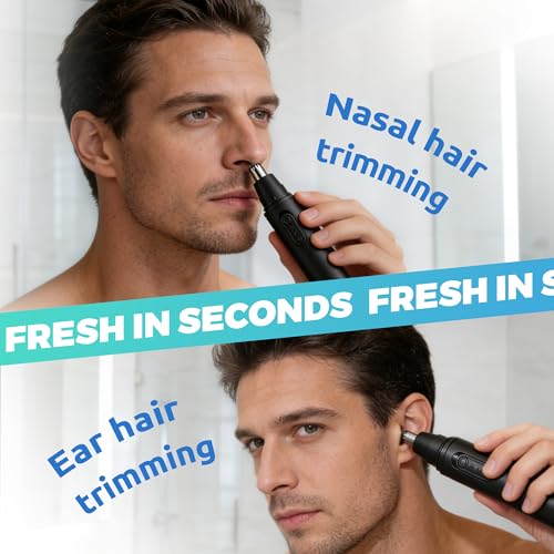 Lysandra Nose Hair Trimmer for Men: Painless Ear Hair Trimmer with 5 Month Battery Life ? Electric Nose Hair Remover Featuring an Easy to Clean Detachable Head, Black