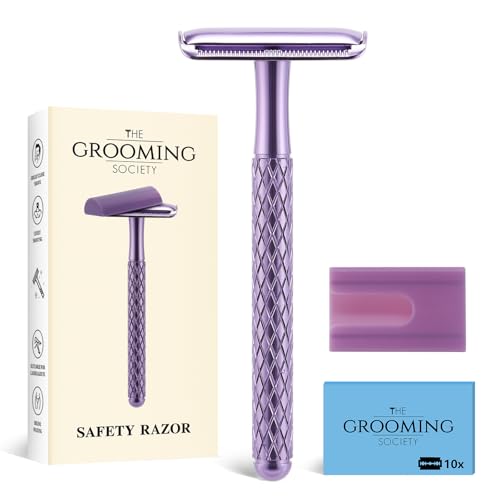 Lightweight Purple Safety Razor for Women with 10 Blades