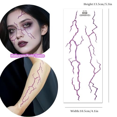 Purple Halloween Temporary Tattoo,Waterproof Temporary Tattoo,Halloween Party Favors, Party Tattoo,Halloween Cosplay 3PCS