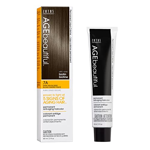 AGE Beautiful Dark Ash Blonde Permanent Hair Color Cream with Biotin - 7A