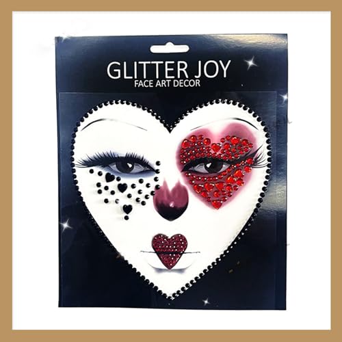 Spades A Face Gems Makeup Stickers - 2 Pack Self-Adhesive 3D Rhinestone