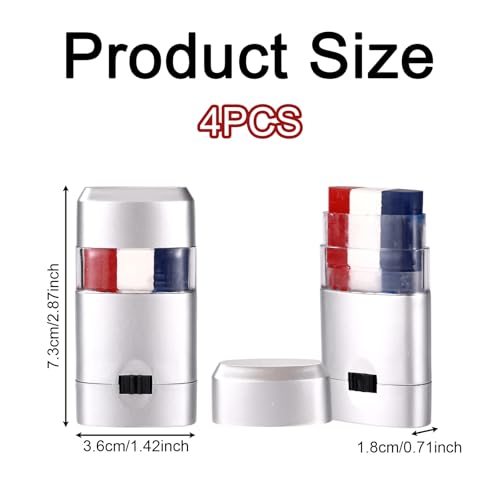 4pcs Patriotic Red White Blue Face Paint Sticks