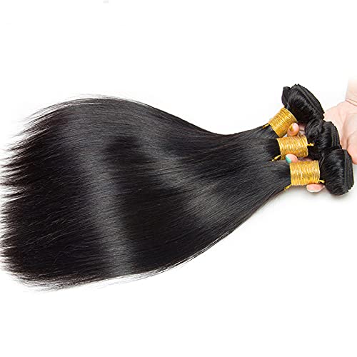 24 Inch Straight Human Hair Bundles - #1B Natural Black, 3 Pack