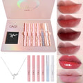 Christmas Gift for Women, 7 Pcs Gift Box Set Include Matte Lipstick, Lip Balm, Lip Lotion and Necklace, Easy to Match with Different Makeup looks, Birthday Makeup Set Gift for Girls-02