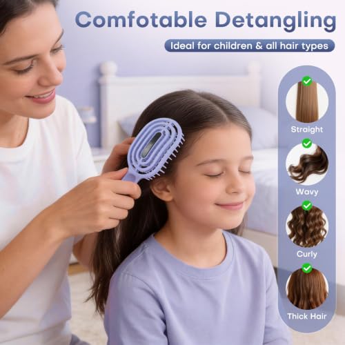 Segbeauty Blue Travel Wig Extension Detangler Brush - Long Handle