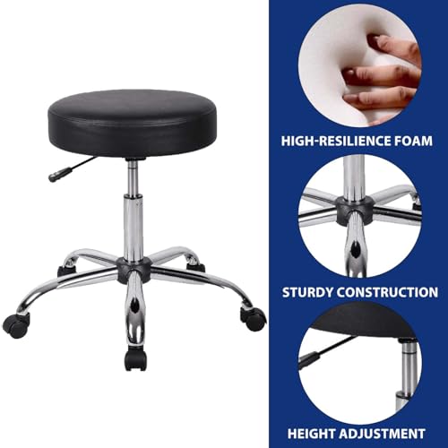Rolling Stool with Wheels Adjustable Stool Professional Salon Tattoo Swivel Rolling Lash Chair Soft Comfortable