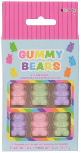 iscream 6-piece Mini Gummi Bears Shaped Strawberry Scented Lip Balm Set