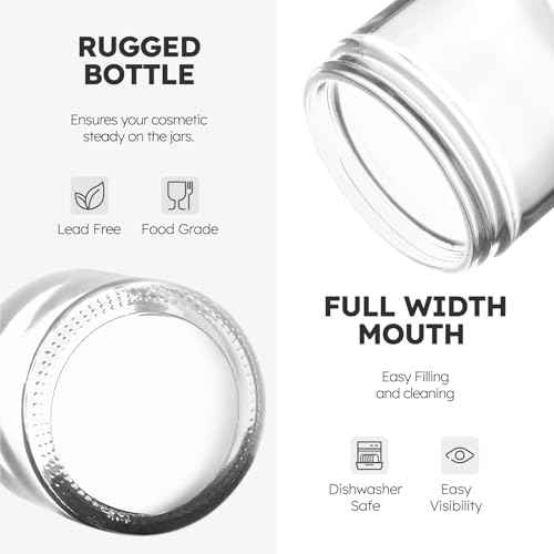 2 oz Glass Jars with Lids, Bumobum 7 pack Clear Small Jar with White Lids, Blank Labels & Inner Liners, 60 ml Empty Round Cosmetic Containers for Sample, Powder, Cream, Lotion, Spice