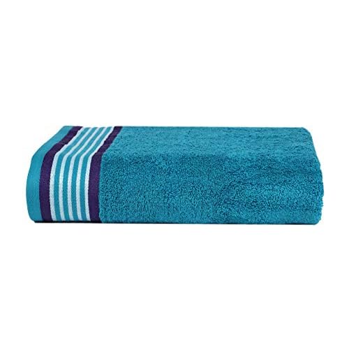 CASA COPENHAGEN Designed in Denmark 550 GSM 2 Large Bath Towels 2 Large Hand Towels 2 Washcloths, Super Soft Egyptian Cotton 6 Towels Set for Bathroom, Kitchen & Shower - Violet Indigo & Teal Green