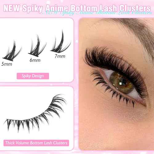 Bottom Lashes Clusters 5-7mm DIY Eyelash Extension Spiky Lower Individual Lashes Wispy Bottom Lash Clusters Natural Look (140pcs)