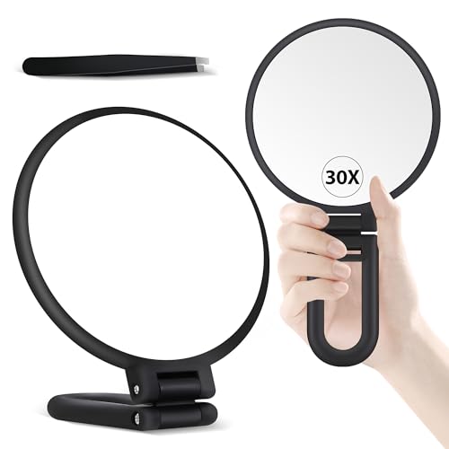 30X Magnifying Mirror with Handle, Double-Sided Handheld Makeup Mirror
