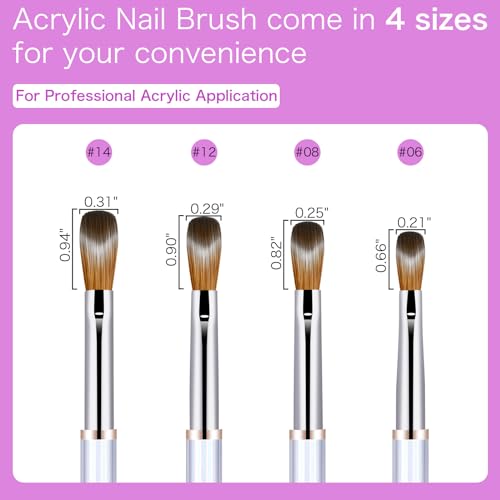 Kolinsky Nail Art Brush Set - 4 Pieces (#6 #8 #12 #14)