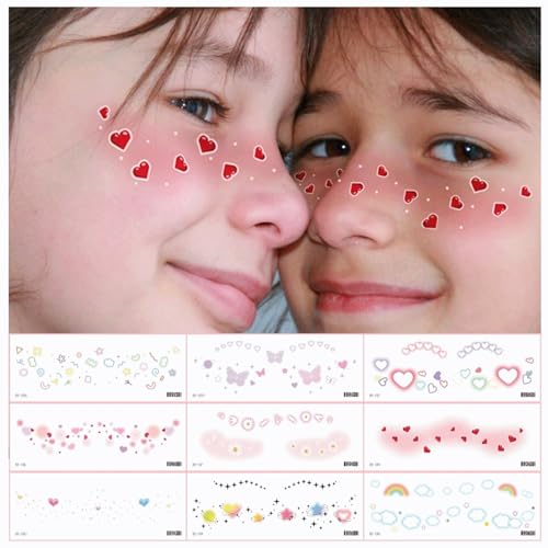 19Pcs Temporary Face Tattoos - Cute Designs for Festivals