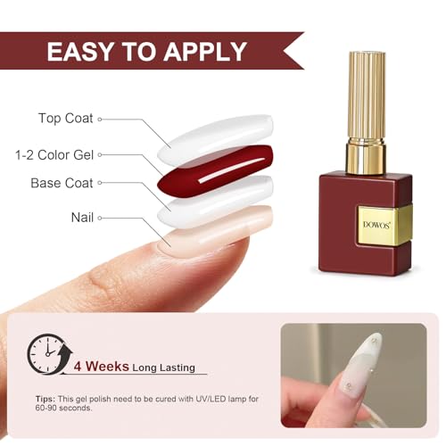 Dowos Burgundy Gel Nail Polish 15ML Same Color & Bottle Soak Off Manicure