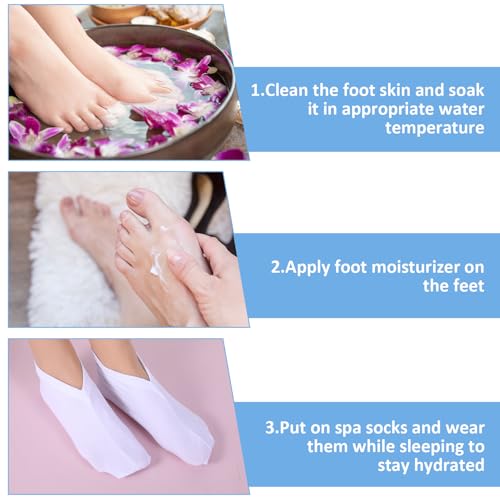 3 Pairs Cotton Moisturizing Overnight Spa Socks for Dry Feet & Cracked Heels