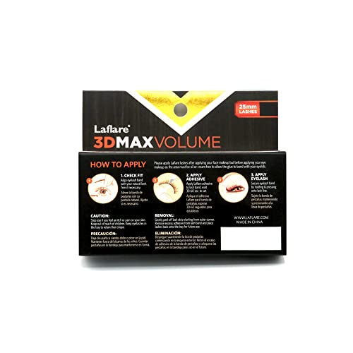 Laflare 3D MAX VOLUME Silk Faux Mink Eyelashes 25mm 3 Pack