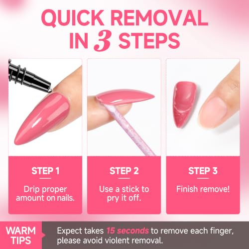 UNA GELLA Low-Odor Gel Nail Glue Remover for Press-On Nails 24ml, Gentle & Acetone-Free