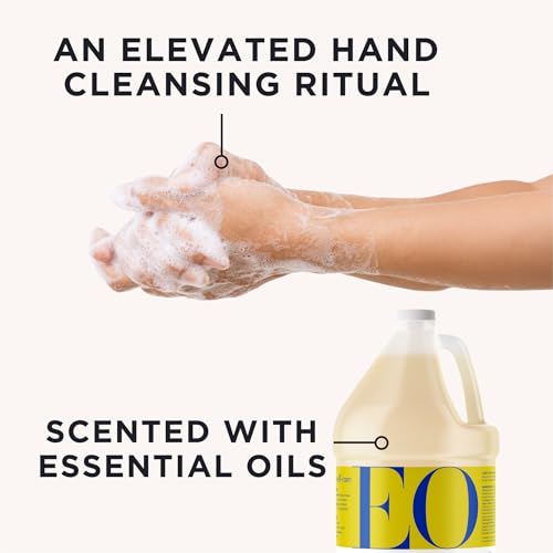 EO Liquid Hand Soap Refill, 1 Gallon, Lemon and Eucalyptus, Organic Plant-Based Gentle Cleanser with Pure Essential Oils