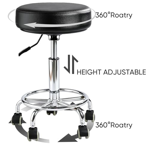 500lb Heavy-Duty Rolling Stool with Height Adjustment