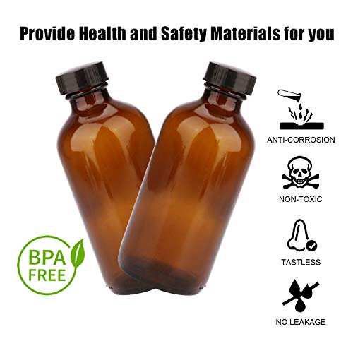 8oz Amber Glass Bottles with Lids, 20 Pack